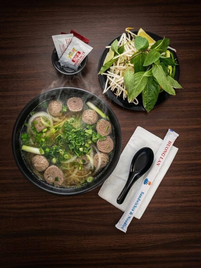 Phở with herb plate